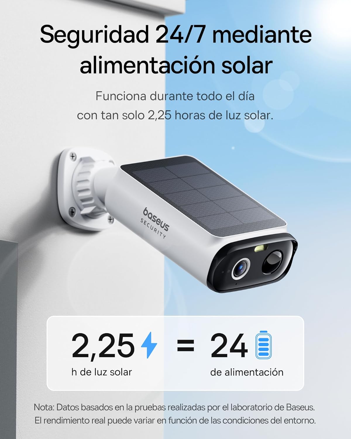Baseus Security S1 Lite Solocam Camara Vigilancia WiFi Exterior Solar IP67, Camara IP Seguridad Bateria 2K 135°, Visión Nocturna a Color, Sin Cargos, Detección Humana, Compatible con Alexa y Google - 2