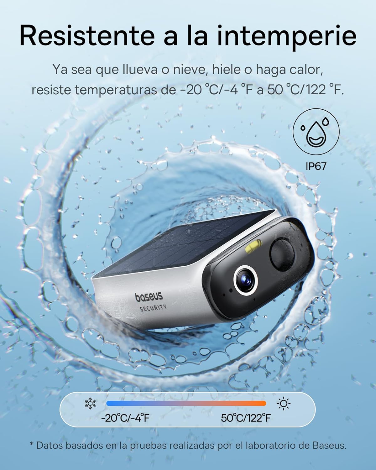 Baseus Security S1 Lite Solocam Camara Vigilancia WiFi Exterior Solar IP67, Camara IP Seguridad Bateria 2K 135°, Visión Nocturna a Color, Sin Cargos, Detección Humana, Compatible con Alexa y Google - 3
