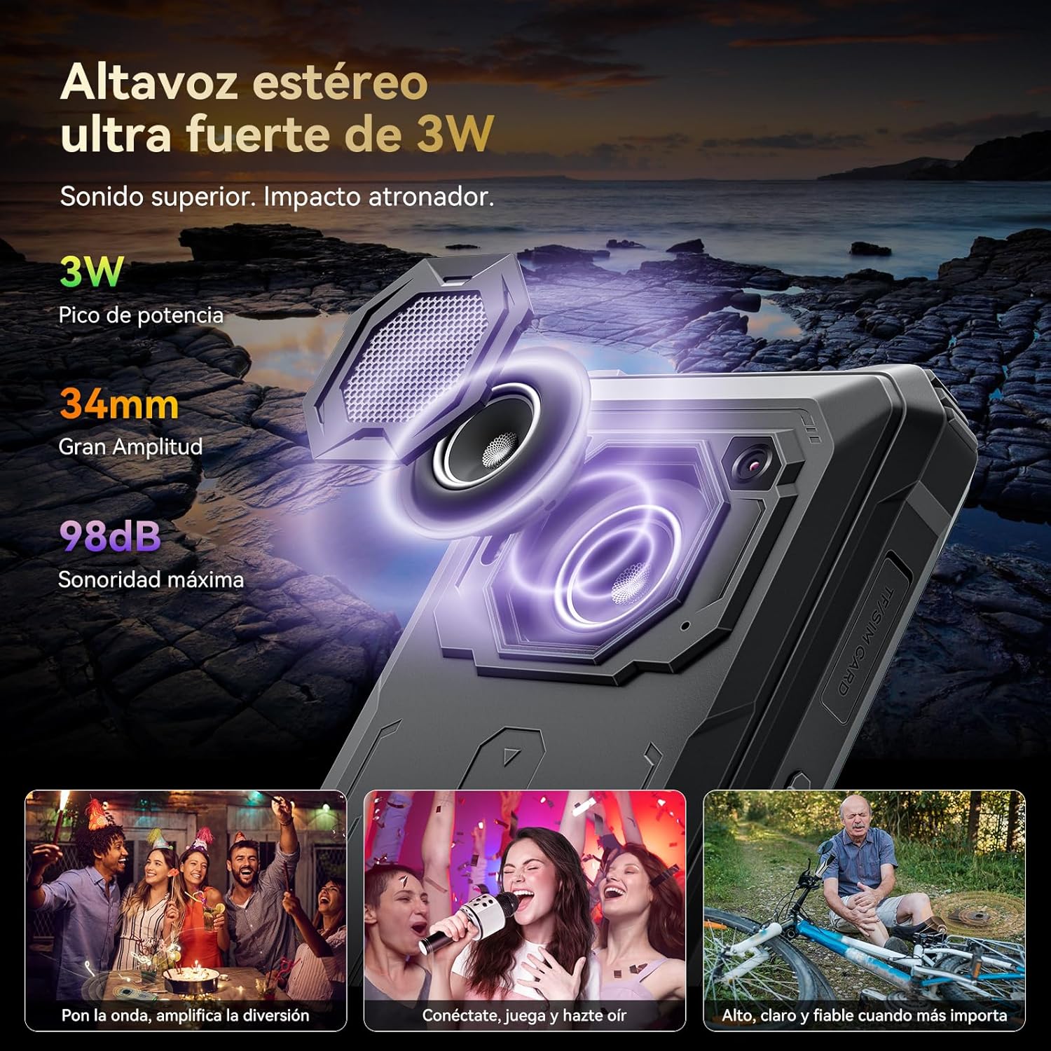 Blackview BV6200 Plus movil Irrompible (11000mAh)-24GB+128GB(TF 2TB), 90Hz 6,56" HD+ Teléfono Movil Android 15, Cámara AI, 98dB Altavoz, Dual 4G SIM/NFC/OTG/GPS/Huella Dactilar Móvil Irrompible - 4