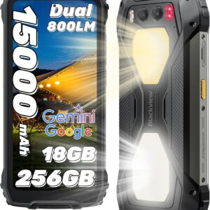 Blackview BV7300 Movil Irrompible Android 14(538g)-15000mAh 18GB+256GB(2TB/TF) G81 Movil Resistente, 6.67" 90Hz/50MP+32MP/NFC/Dual SIM/Visión Nocturna 20MP/GPS/FM/Fingerprint/800LM Luz de Camping