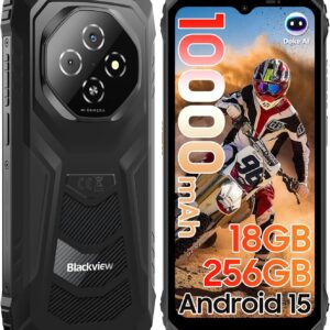 Blackview Fort1 Móvil irrompible Android 15, 256GB+18GB (TF 2TB) Móvil Rugerizado,10000mAh Batería - 6.56" HD+ Teléfono Movil, AI Camera, Face ID/Dual SIM/NFC/OTG/390g/Gemini AI Movil Indestructible