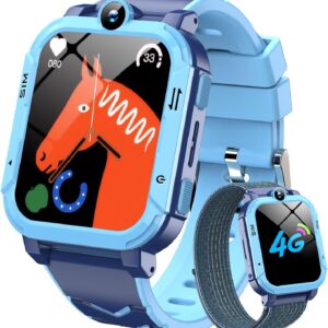 Blackview Reloj Inteligente Niño 4G, Videollamadas, Chat de Voz, 1.83” Smartwatch Niños con GPS Posición, SOS Llamar, Modo Escuela, Despertador, Podómetro, Calculadora, Batería Grande de 800 mAh, Azul