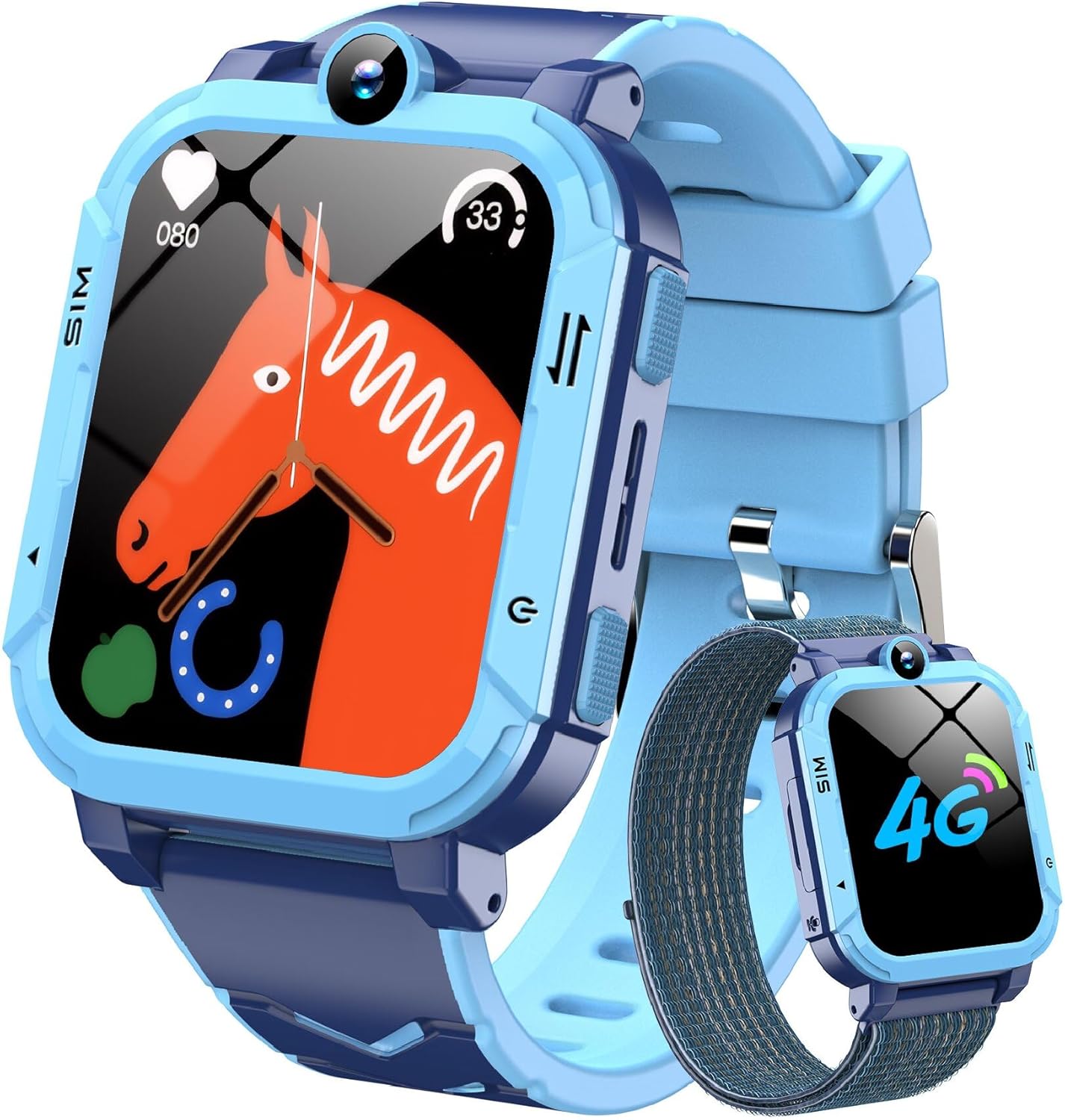 Blackview Reloj Inteligente Niño 4G, Videollamadas, Chat de Voz, 1.83” Smartwatch Niños con GPS Posición, SOS Llamar, Modo Escuela, Despertador, Podómetro, Calculadora, Batería Grande de 800 mAh, Azul - 1