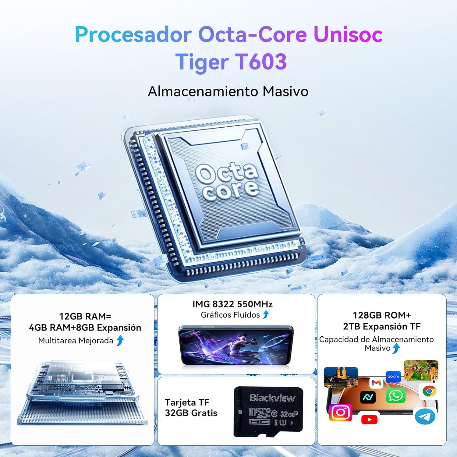 Blackview Wave 9C Telefonos Moviles Android 15 con Funda de Teléfono, Smartphone 12GB+128GB/2TB TF, Moviles Baratos IP54 6,56", Mobile Phone Octa-Core, Dual SIM, 13+8MP, Face ID, Fingerprint, OTG, GPS - 5