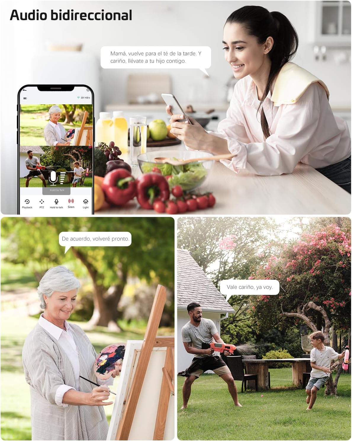 COCOCAM 2K Camara Vigilancia WiFi Exterior Solar con Lentes Duales PIR, Sin Cable, Batería 10000mAh, 355°P 90°T, Análisis de IA, Panel Solar 6W, IP66, 2.4G WiFi - 6