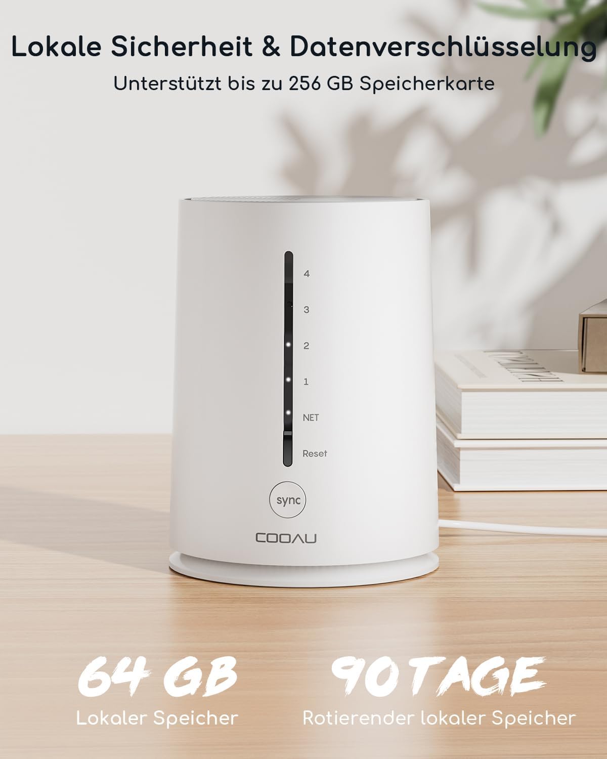 COOAU 4MP Kit de cámara vigilancia WiFi Exterior bateria con Panel Solar, 2.5K QHD, cámara de Seguridad inalámbrica 4+1 con Memoria Local de 64 GB, 360°, visión Nocturna, PIR detección, Alexa - 2
