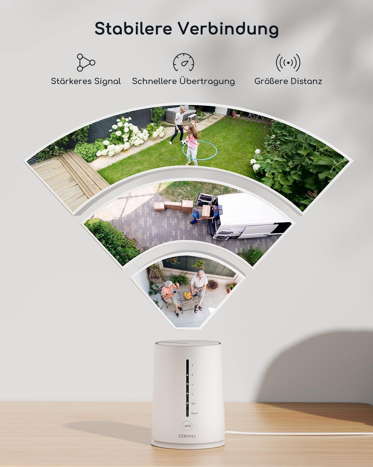 COOAU 4MP Kit de cámara vigilancia WiFi Exterior bateria con Panel Solar, 2.5K QHD, cámara de Seguridad inalámbrica 4+1 con Memoria Local de 64 GB, 360°, visión Nocturna, PIR detección, Alexa - 6