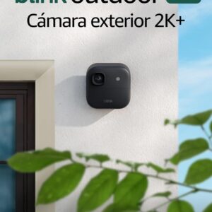 Cámara exterior 2K+ Blink (última generación) — cámara de seguridad inteligente inalámbrica, resolución de vídeo 2K, módulo de sincronización básico Incluido: sistema de 1 cámara, Negro