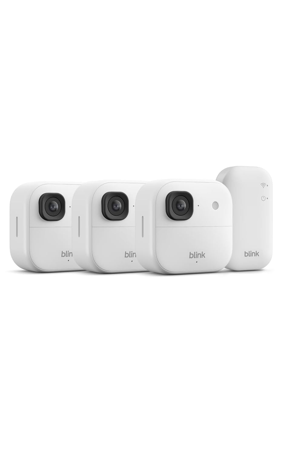 Cámara exterior 2K+ Blink (última generación) — cámara de seguridad inteligente inalámbrica, resolución de vídeo 2K, módulo de sincronización básico Incluido: sistema de 3 cámaras, Blanco - 2