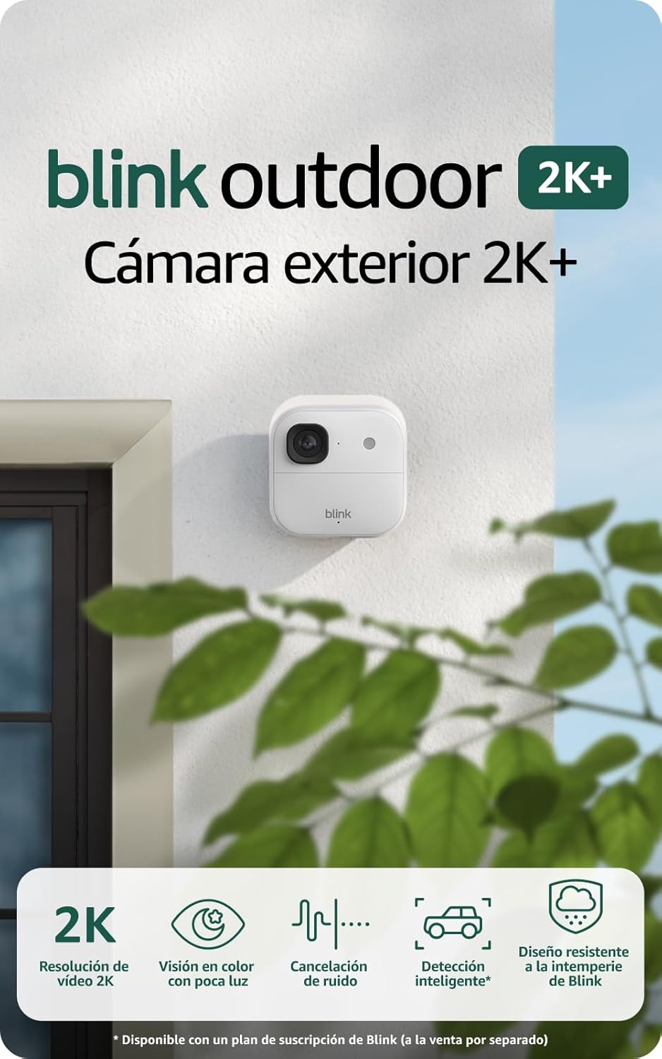 Cámara exterior 2K+ Blink (última generación) — cámara de seguridad inteligente inalámbrica, resolución de vídeo 2K, se necesita módulo de sincronización, no incluido — Cámara adicional, Blanco - 1