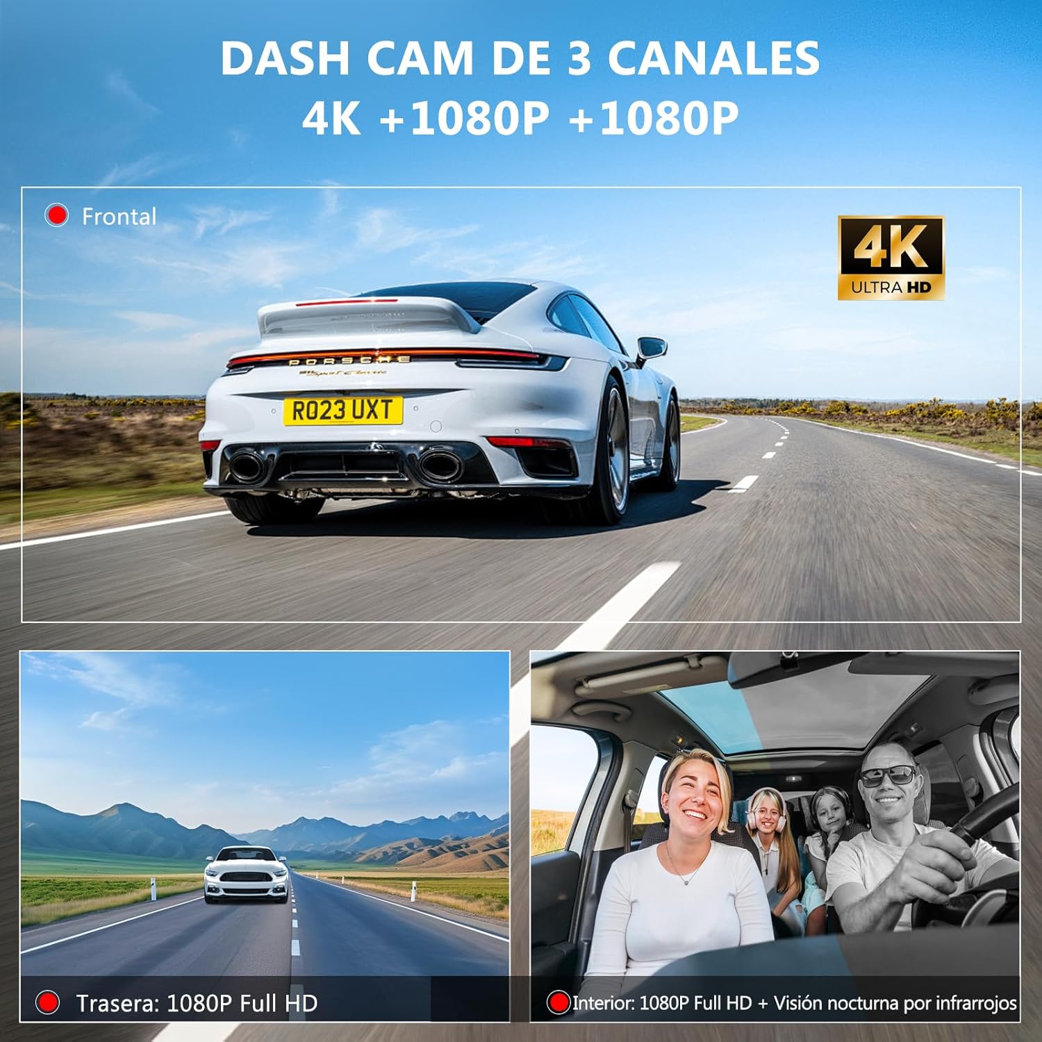 Carpuride W125S Carplay Pantalla con 3 Canales Tablero Cámara, 4K Frontal &1080P Trasera Cámara, Inalámbrico Carplay y Android Auto, 11,26" HD Táctil Pantalla, Grabación en Bucle, Bluetooth. - 3