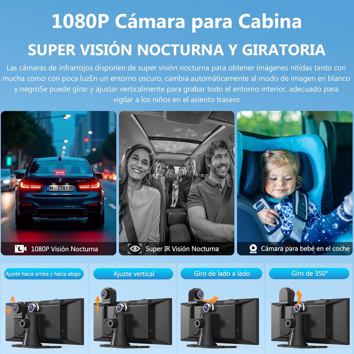 Carpuride W125S Carplay Pantalla con 3 Canales Tablero Cámara, 4K Frontal &1080P Trasera Cámara, Inalámbrico Carplay y Android Auto, 11,26" HD Táctil Pantalla, Grabación en Bucle, Bluetooth. - 5