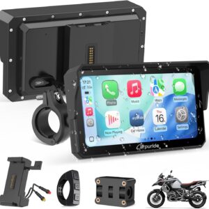 Carpuride W602S Pro Motocicleta Carplay Pantalla con BM05 para Conectar y Usar, Inalámbrico CarPlay y Android Auto, 6,25" Impermeable Táctil Pantalla, OTA, Dual Bluetooth, Intercom, Cable Controlador.