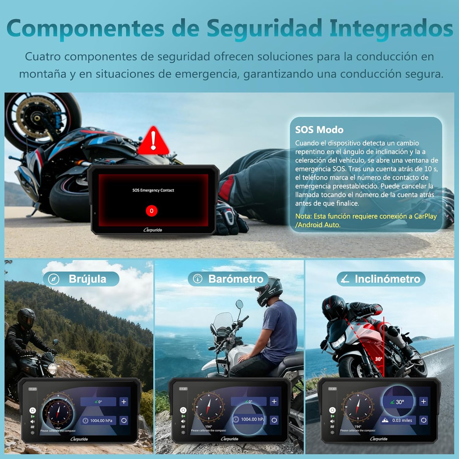 Carpuride W602S Pro Motocicleta Carplay Pantalla con BM05 para Conectar y Usar, Inalámbrico CarPlay y Android Auto, 6,25" Impermeable Táctil Pantalla, OTA, Dual Bluetooth, Intercom, Cable Controlador. - 6