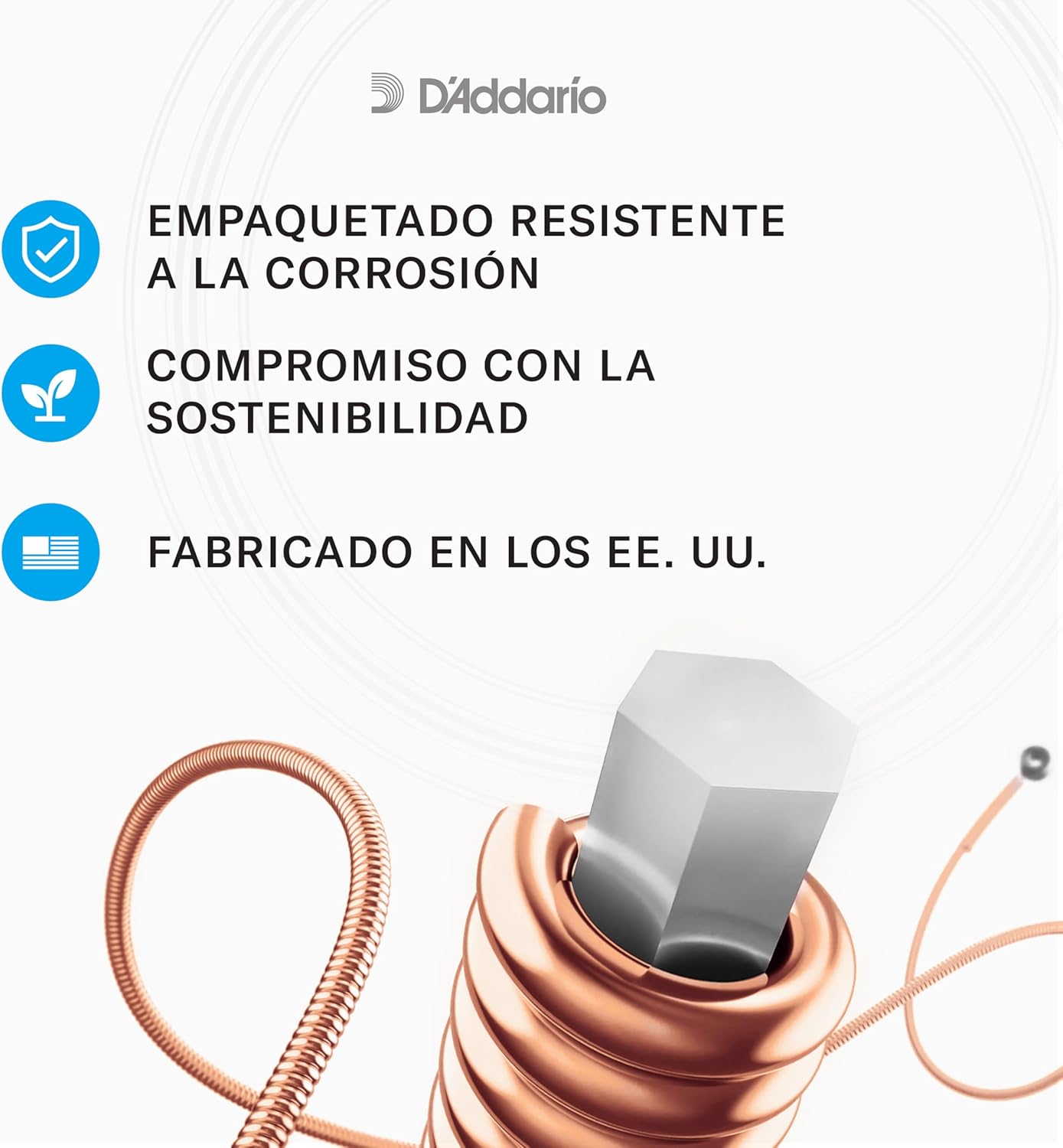 D'Addario Cuerdas Guitarra Acustica - Cuerdas de Guitarra - Cuerdas de Guitarra Acustica - EJ15 - Extra Ligero, 10-47 - 1-Paquete, 1-Pack, Extra Light, 10-47 - 5