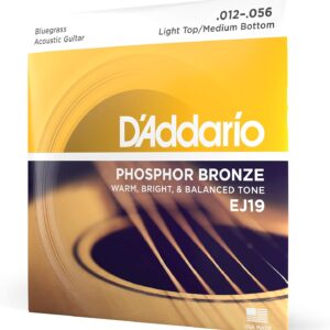 D'Addario Cuerdas Guitarra Acustica - Cuerdas de Guitarra - Cuerdas de Guitarra Acustica - EJ19 - Bluegrass, 12-56 - 1-Paquete, 1-Pack