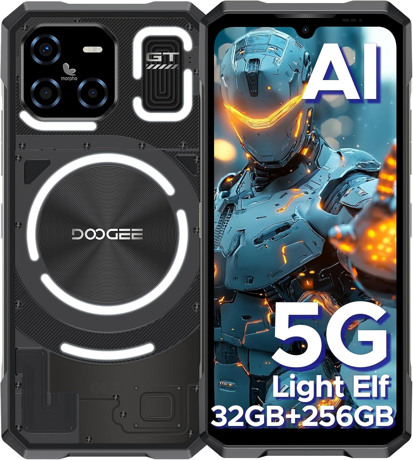 DOOGEE Blade GT 5G Movil Irrompible, Efecto de Luz LED, MTK7050 de 6 NM, 32GB+256GB/2TB,120Hz 6.72'' FHD+, 2025 Telefono Rugerizado Android 14, 48MP+20MP, NFC/Desbloqueo Facial/Huella Dactilar/ WIFI6 - 1