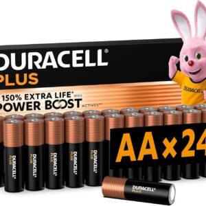 DURACELL Plus Pilas AA (Paquete de 24) – Pilas alcalinas 1,5 V – Hasta un 150 % de duración extra con activos POWER BOOST–Fiabilidad para dispositivos cotidianos–Envase con 0 % de plástico–MN1500