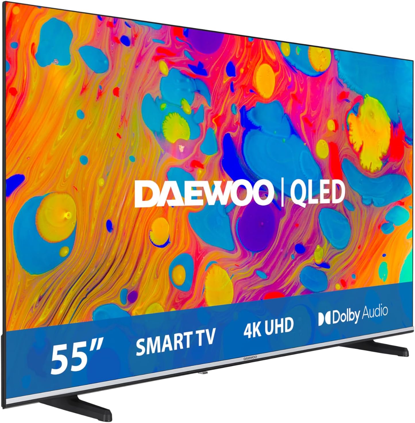 Daewoo 55DM55QV QLED Smart TV 55 Pulgadas 4K Ultra HD HDR, Televisor con Dolby Vision & Dolby Atmos, Compatible con Alexa, Diseño sin Marcos, Peana Lateral - 1