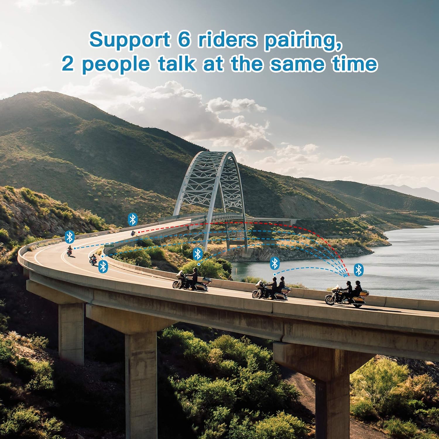 EJEAS V6 Pro Intercomunicador Casco Moto, Motocicleta Bluetooth 3.0 Intercom Auricular 1200M 2 Personas Full Duplex Wireless Moto Interphone Connect hasta 6 Pilotos(1 Paquete) - 3