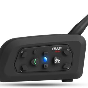 EJEAS V6 Pro Intercomunicador Casco Moto, Motocicleta Bluetooth 3.0 Intercom Auricular 1200M 2 Personas Full Duplex Wireless Moto Interphone Connect hasta 6 Pilotos(1 Paquete)