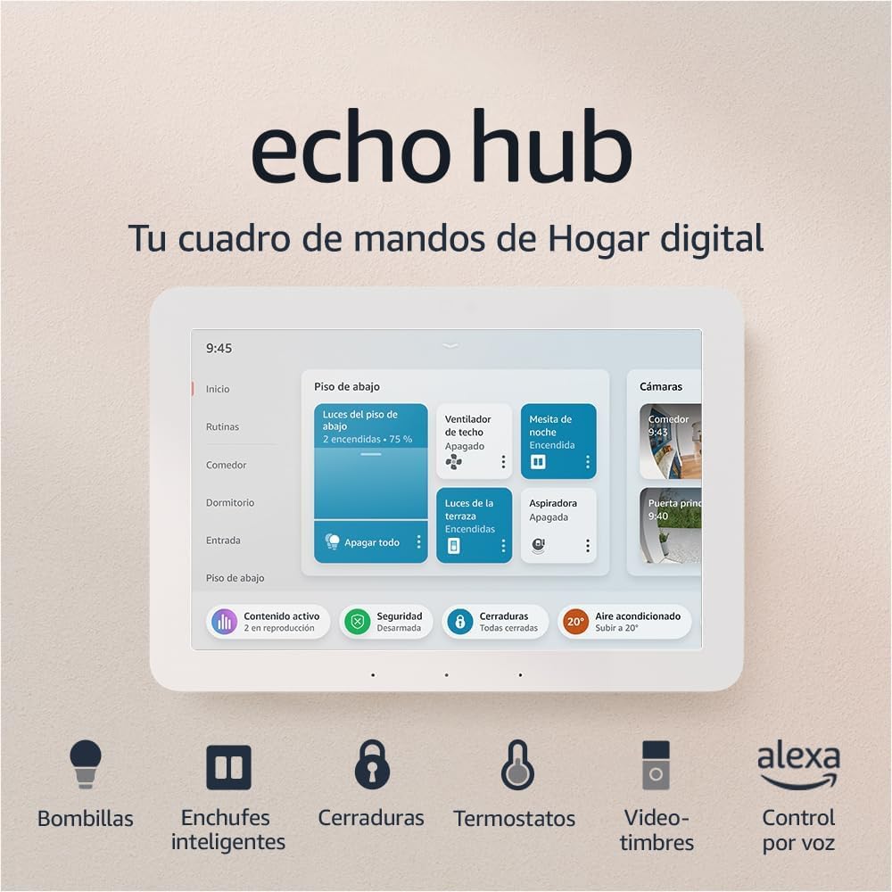 Echo Hub (Última generación) | Cuadro de mandos de Hogar digital con pantalla de 8" y Alexa | Compatible con miles de dispositivos - 1