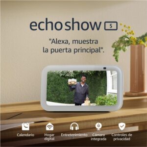 Echo Show 5 (Última generación) | Pantalla táctil inteligente con Alexa diseñada para controlar tus dispositivos de Hogar digital y más | Blanco