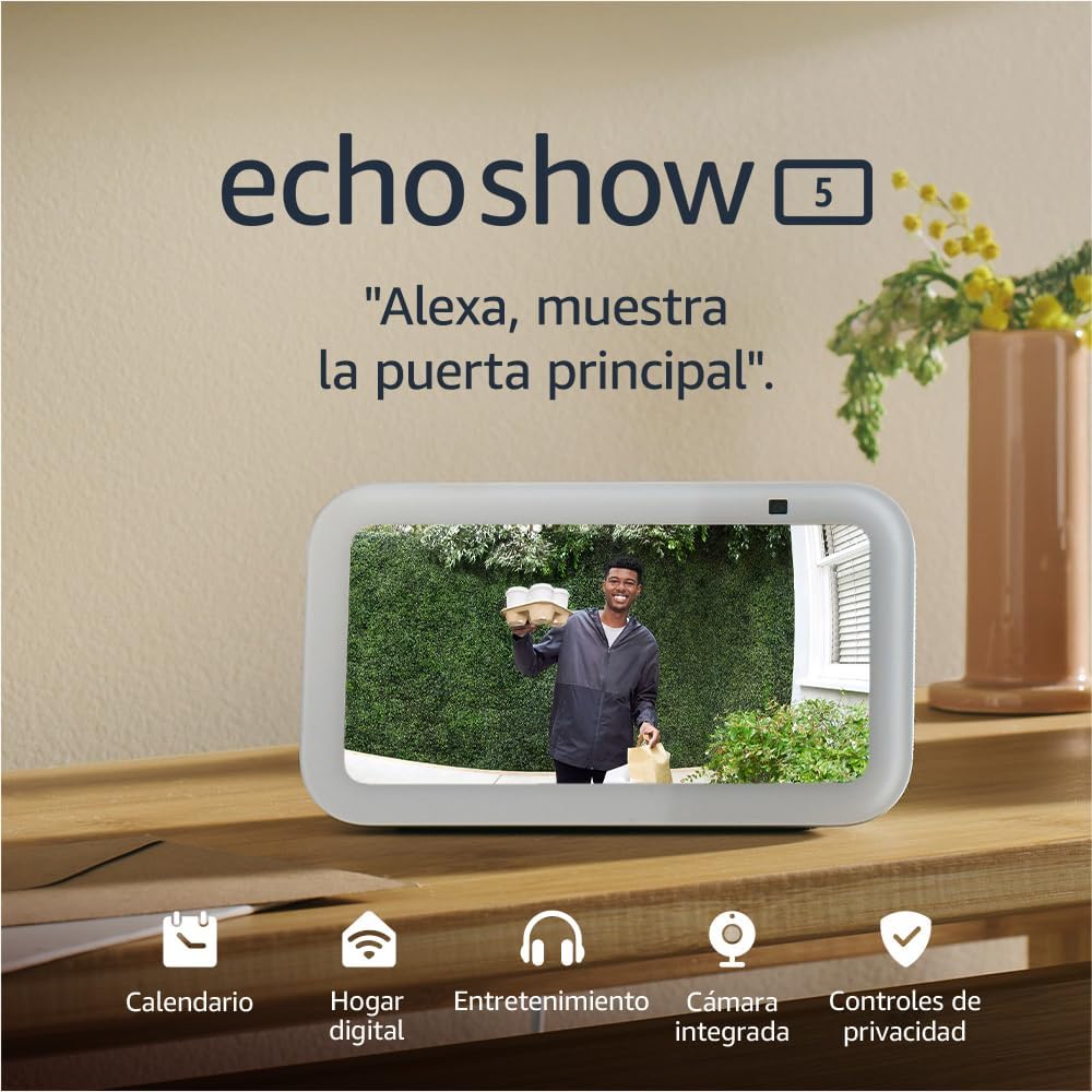 Echo Show 5 (Última generación) | Pantalla táctil inteligente con Alexa diseñada para controlar tus dispositivos de Hogar digital y más | Blanco - 1
