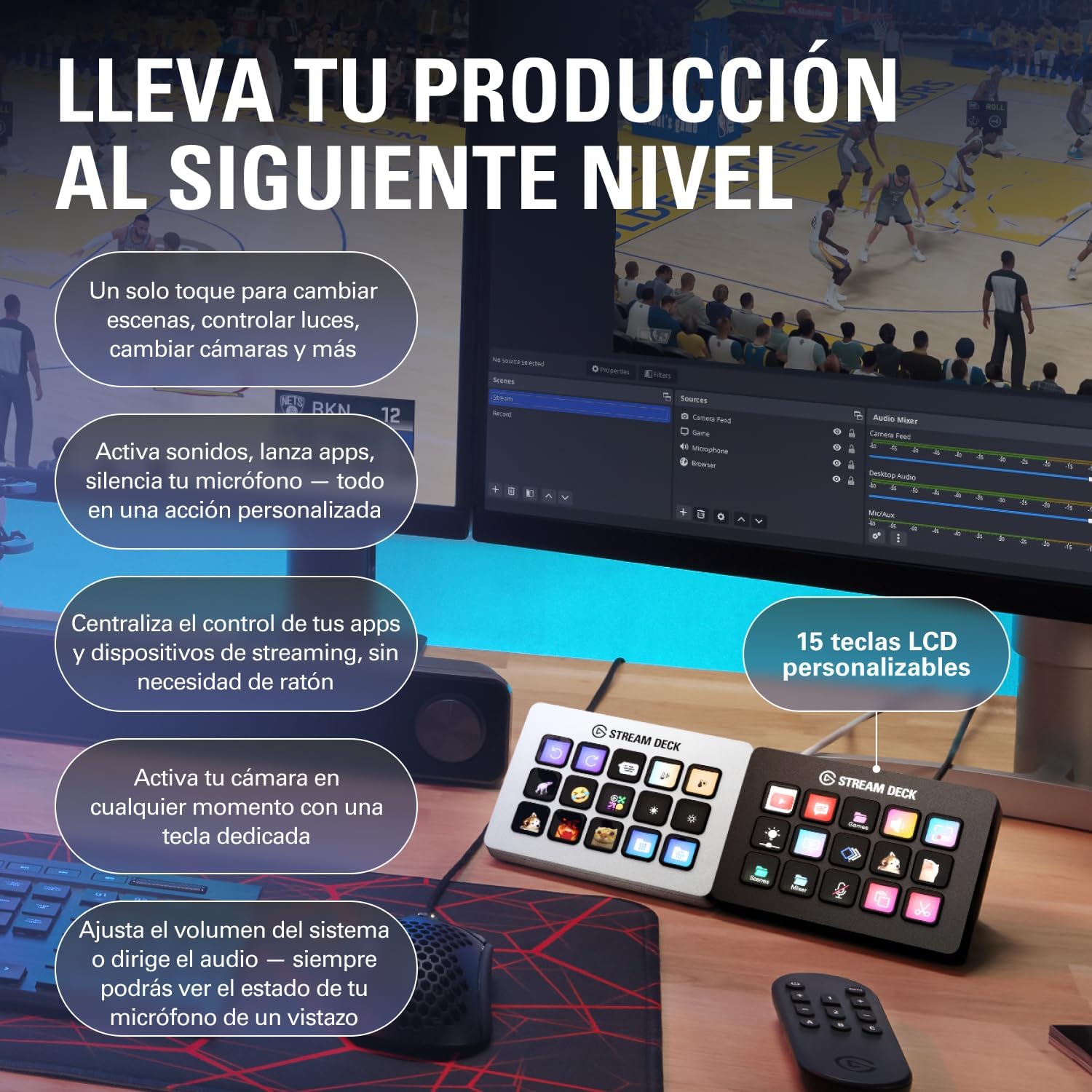 Elgato Stream Deck MK.2 White – Controlador de estudio, 15 teclas macro, activa acciones en apps y software como OBS, Twitch, YouTube y otros, funciona en Mac y PC - 3