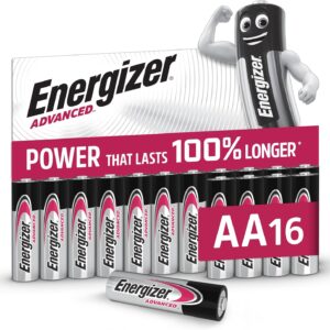 Energizer Advanced - Pilas AA (Paquete de 16) - 1,5V Baterías Alcalinas de Larga Duración - Alta Potencia - Made in EU - Embalaje 100% reciclable - 10 años de Vida útil [Exclusivo en Amazon]