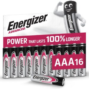 Energizer Advanced - Pilas AAA (Paquete de 16) - 1,5V Baterías Alcalinas de Larga Duración - Alta Potencia - Made in EU - Embalaje 100% reciclable - 10 años de Vida útil [Exclusivo en Amazon]