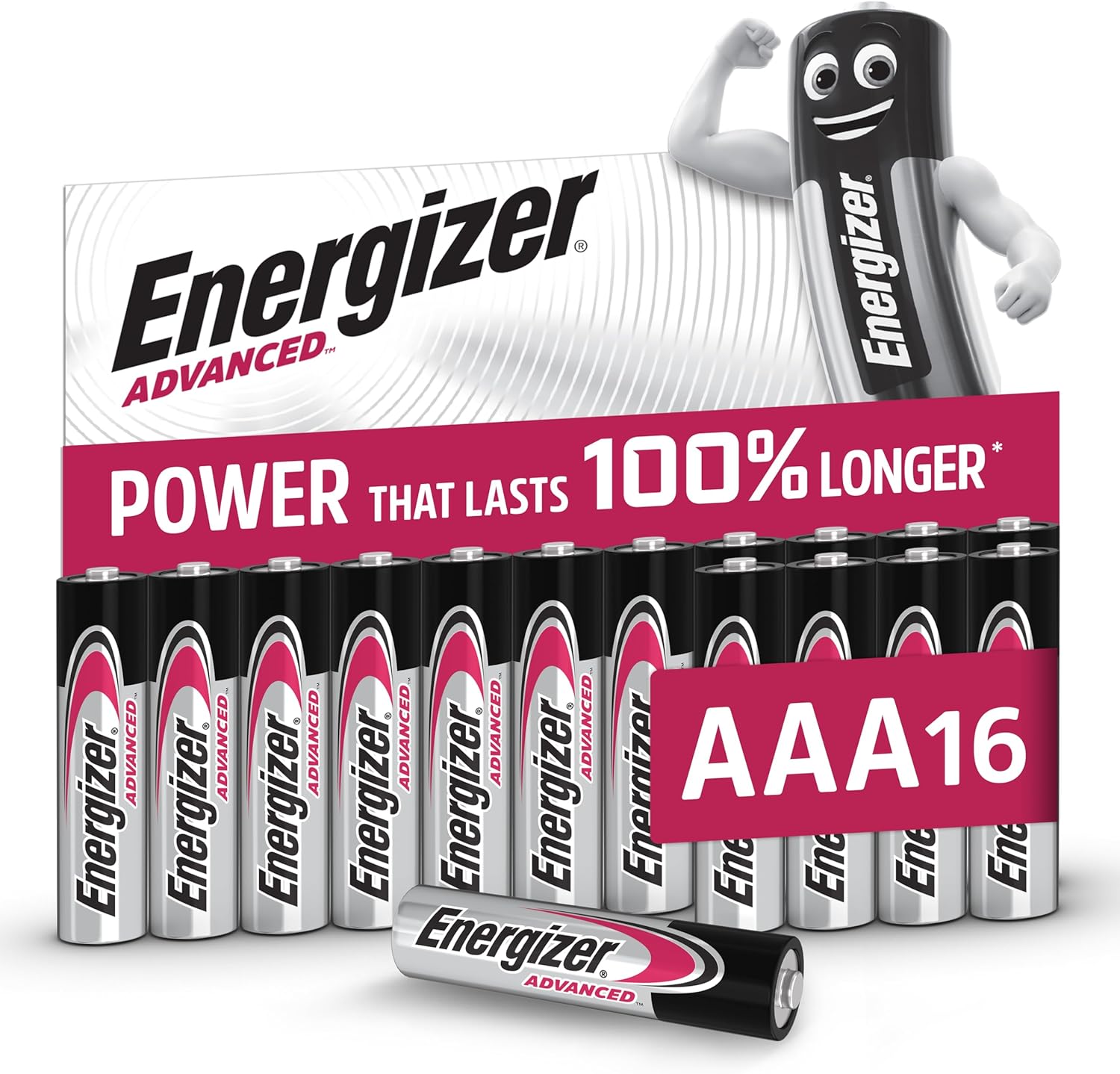 Energizer Advanced - Pilas AAA (Paquete de 16) - 1,5V Baterías Alcalinas de Larga Duración - Alta Potencia - Made in EU - Embalaje 100% reciclable - 10 años de Vida útil [Exclusivo en Amazon] - 1