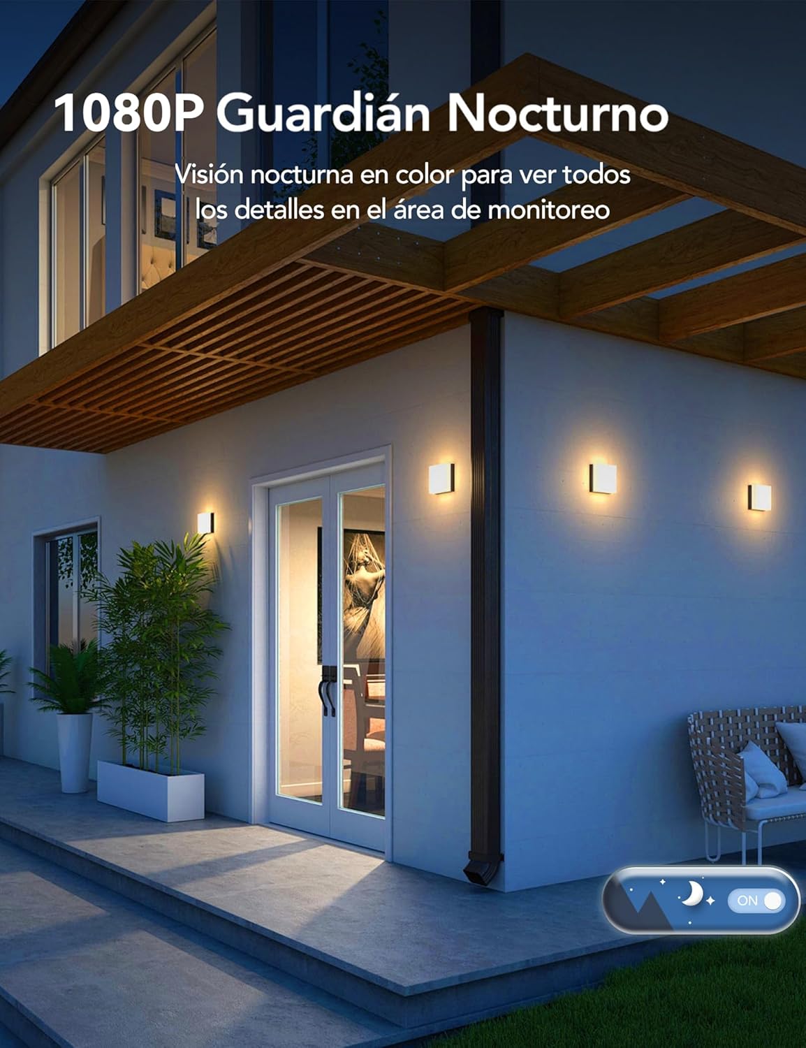 GNCC 2PCS Camara Vigilancia WiFi Exterior Solar con Bateria Sin Cables, 1080p/2MP, 360° PTZ Cámara Vigilancia Exterior Solar, Visión Nocturna Color, Humana Detección IA&PIR Sirena, Audio Bidireccional - 4