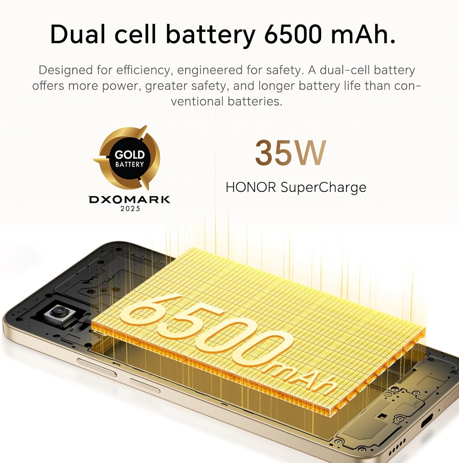 HONOR 400 Smart Smartphone 4G 8GB 256GB, Batería 6500mAh, Pantalla Resistente a Caídas de 6.77" IP54, Cámara Principal de 108MP, Android 15, Dual SIM, NFC, Oro - 3