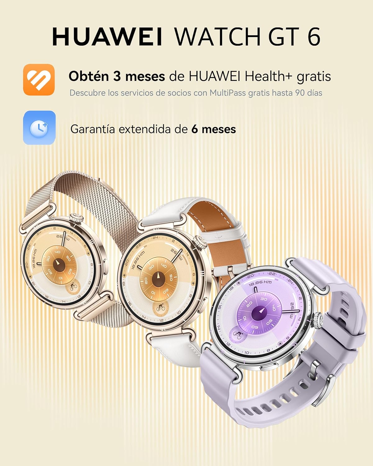 HUAWEI Watch GT 6 41mm GPS Smartwatch, AMOLED Pantalla Táctil, hasta 14 Días de Autonomía, NFC,Ciclismo,100+Modos Deportivos, iOS Android Compatible, Monitoreo de Salud, Emotional Wellbeing, Lila - 2