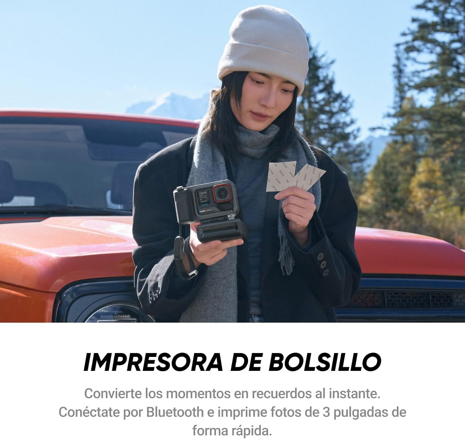 Insta360 Ace Pro 2 Paquete de impresión rápida–Cámara 8K rimpermeable 1/1.3", desarrollada Junto a Leica, con Doble Chip IA, Gran Rendimiento, empuñadura Xplorer Pro e Impresora portátil - 3