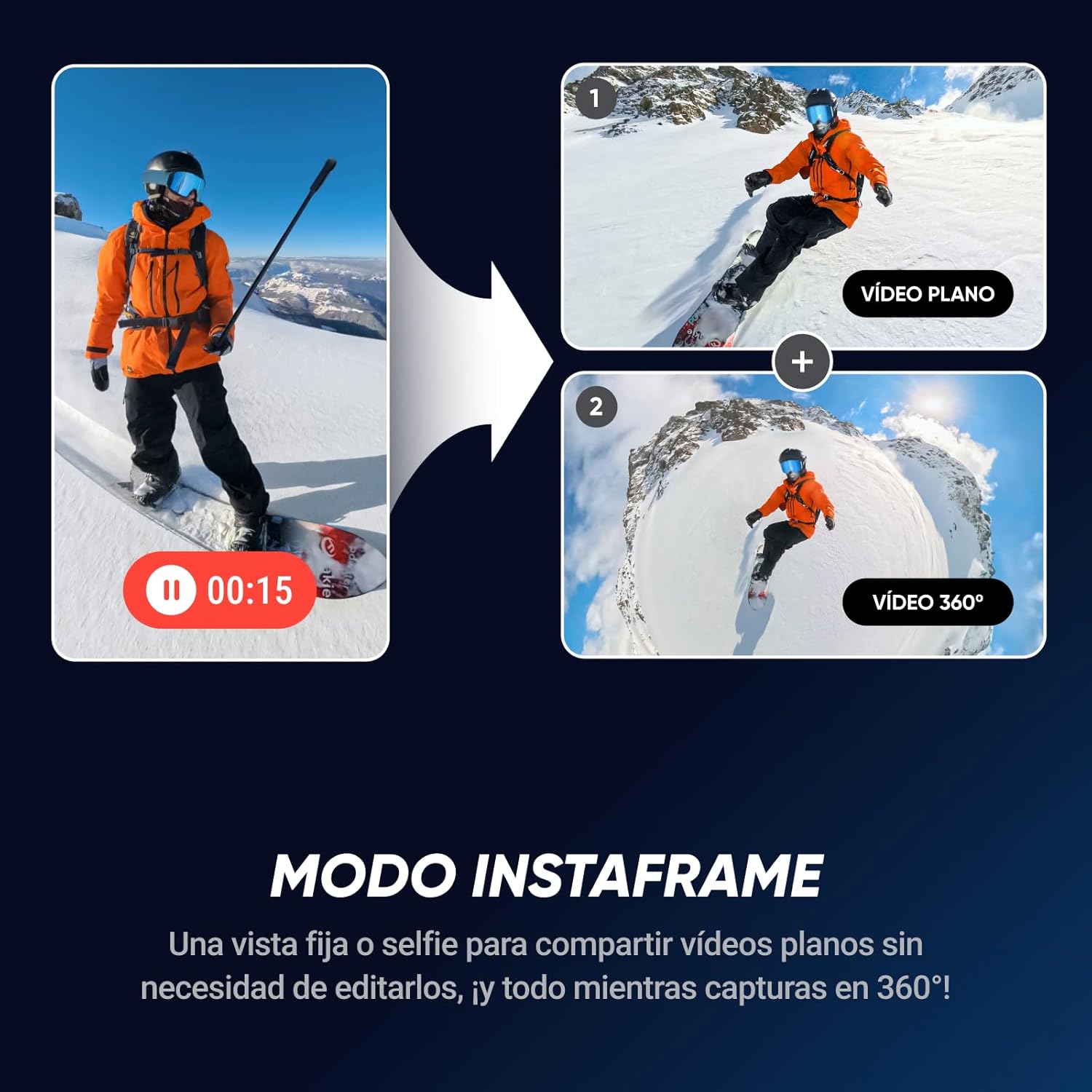 Insta360 X5 Paquete Esencial - Cámara 8K 360º Impermeable, líder con Poca luz, Efecto Selfie Stick Invisible, Lente Dura y reemplazable, batería de 3h, antiviento Incorporado, estabilización - 6