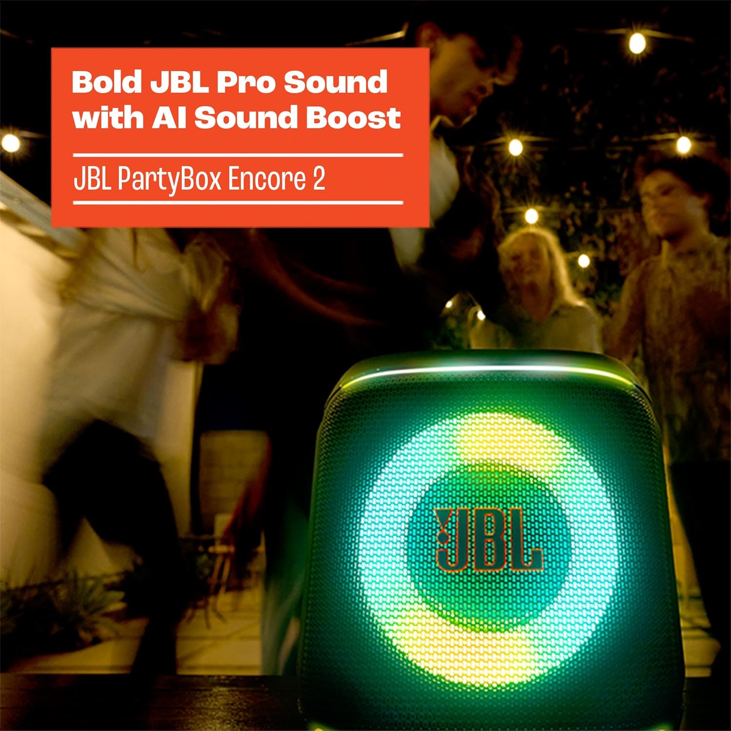 JBL Partybox Encore 2, altavoz inalámbrico bluetooth para fiestas, con micrófono, 15h de autonomía, resistente a salpicaduras, sonido JBL Pro y AI Sound Boost, compatible con Auracast, negro - 4