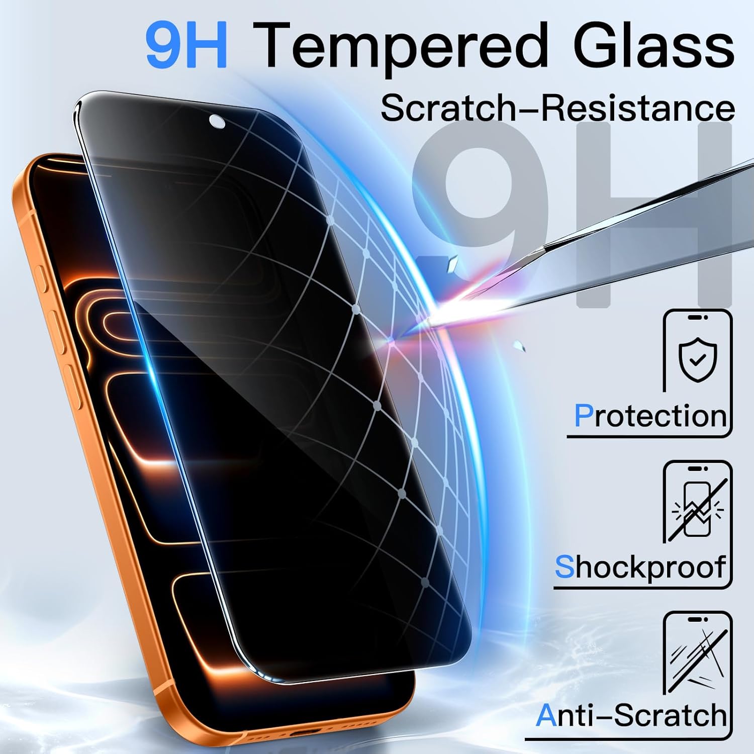 JETech Protector Pantalla de Privacidad para iPhone 17 Pro Max 6,9 Pulgadas, Antiespia Cristal Vidrio Templado con Marco de Instalación Fácil, 2 Unidades - 5