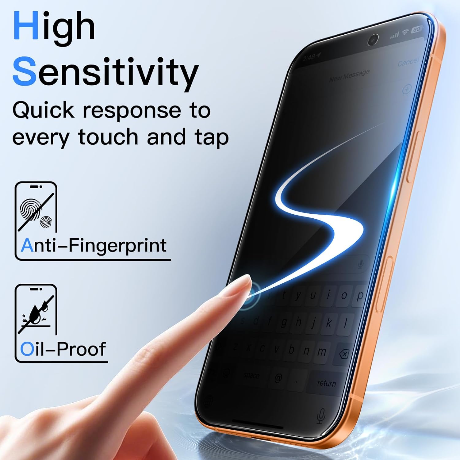 JETech Protector Pantalla de Privacidad para iPhone 17 Pro Max 6,9 Pulgadas, Antiespia Cristal Vidrio Templado con Marco de Instalación Fácil, 2 Unidades - 6