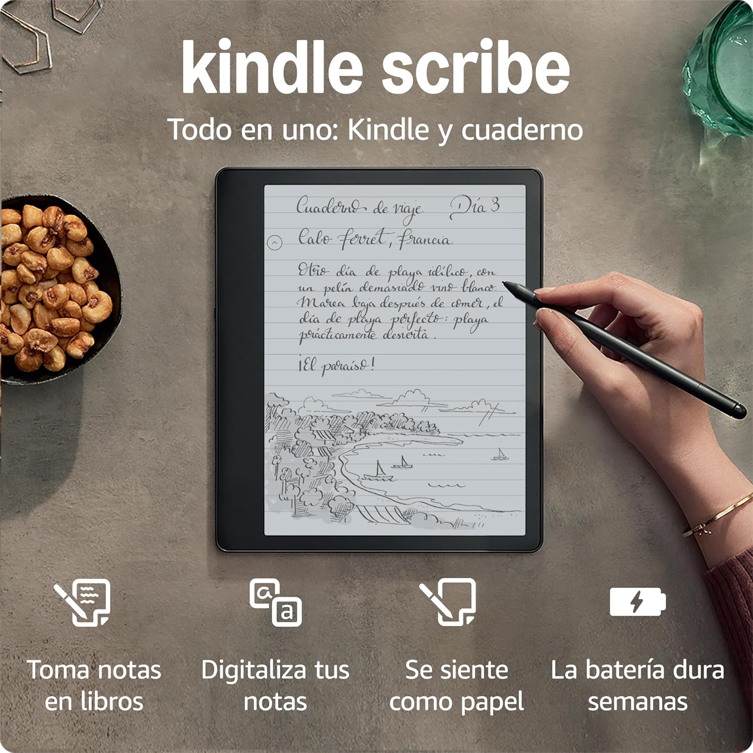 Kindle Scribe (2022), el primer Kindle que a la vez es un cuaderno digital, todo en uno, con 16 GB de almacenamiento y una pantalla Paperwhite de 10,2" y 300 ppp | Con el lápiz premium - 1