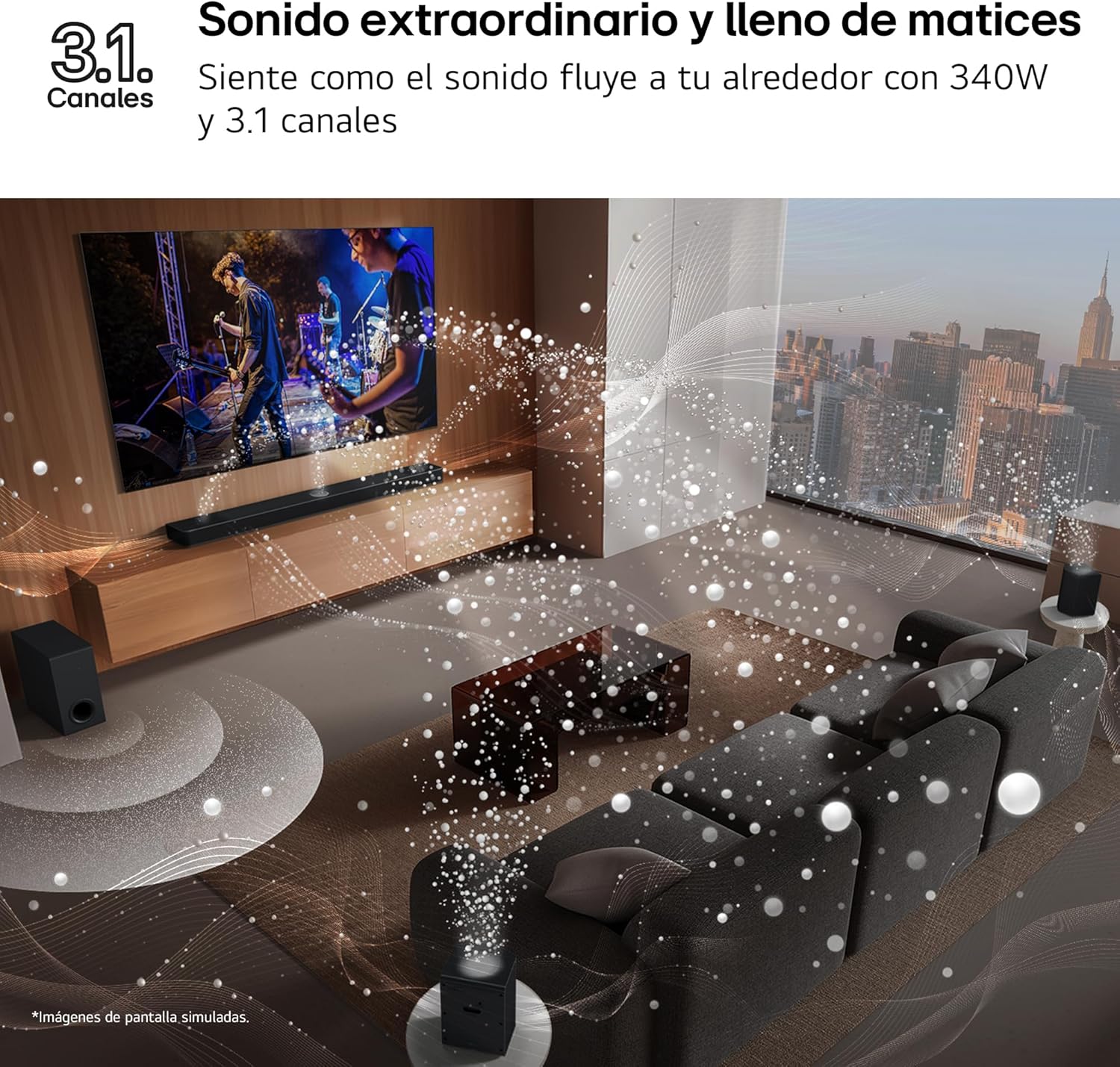 LG DS60T - Barra de Sonido, Bluetooth, 340W, 3.1 Canales con subwoofer, Dolby Digital, DTS Digital Surround, Negro - 4