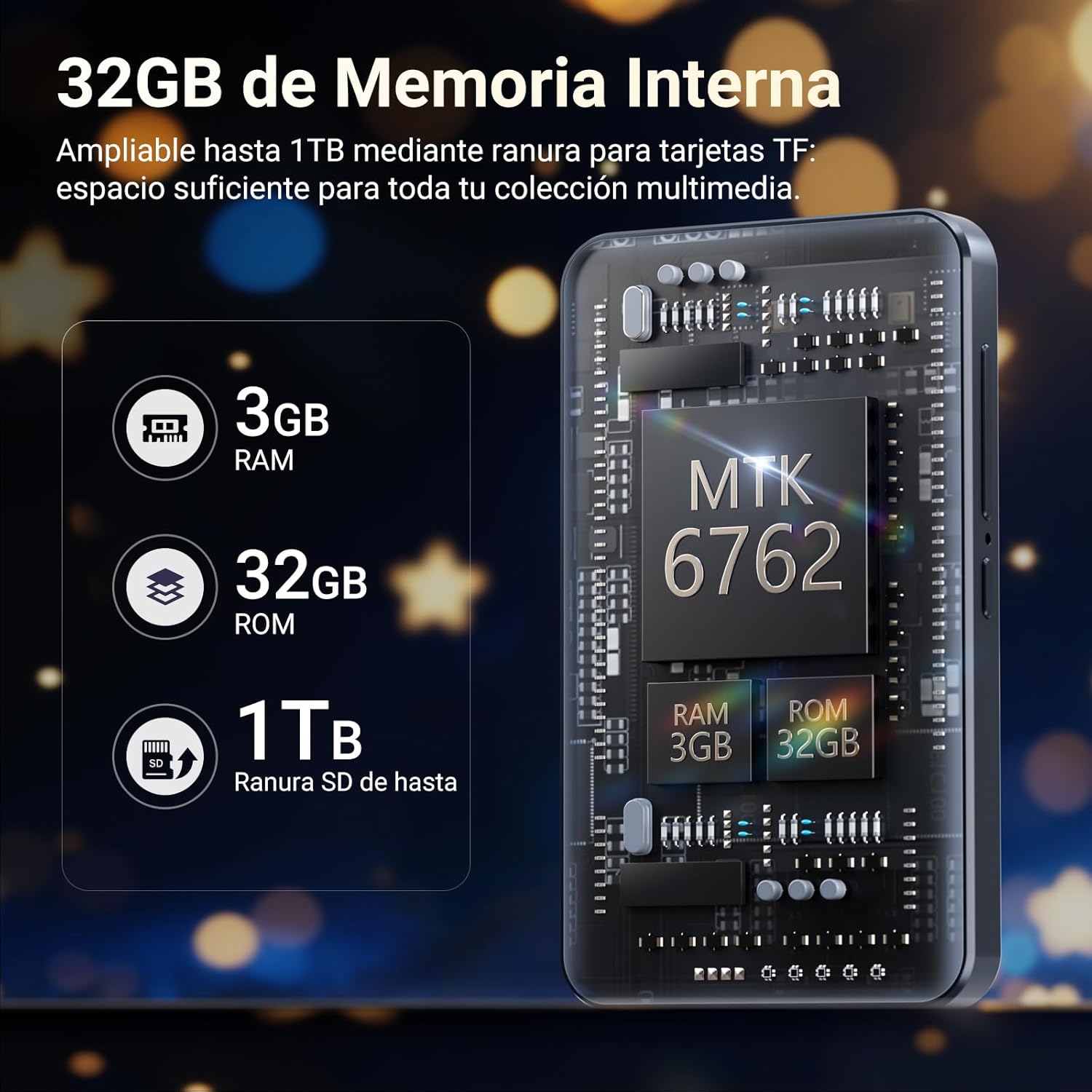 MECHEN Reproductor MP3 Android 13 con Bluetooth WiFi, 3GB RAM + 32GB ROM, 4" Pantalla Táctil, Radio FM, Spotify, Deezer, Audible, Música sin Móvil (H10 Lite) - 2