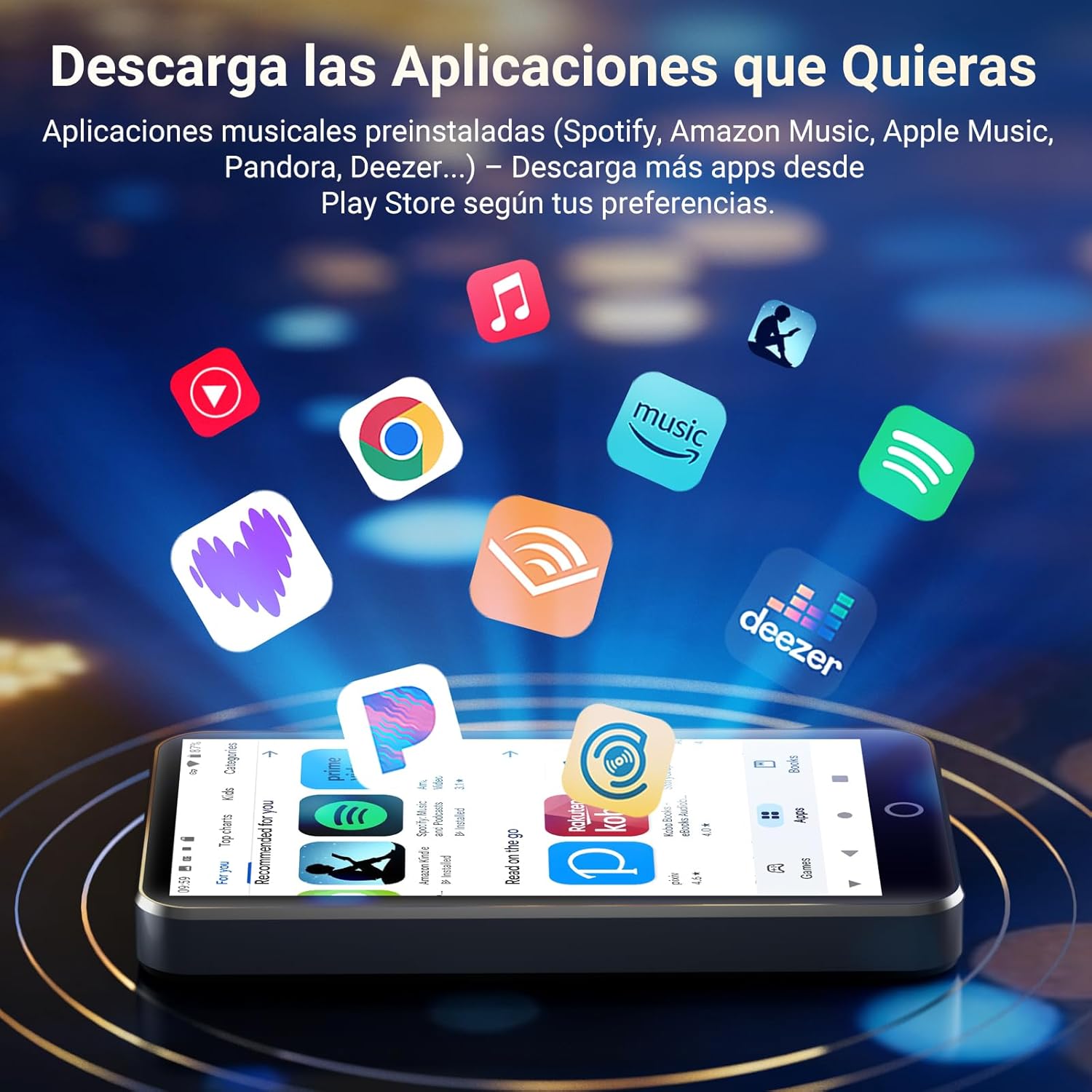 MECHEN Reproductor MP3 Android 13 con Bluetooth WiFi, 3GB RAM + 32GB ROM, 4" Pantalla Táctil, Radio FM, Spotify, Deezer, Audible, Música sin Móvil (H10 Lite) - 4