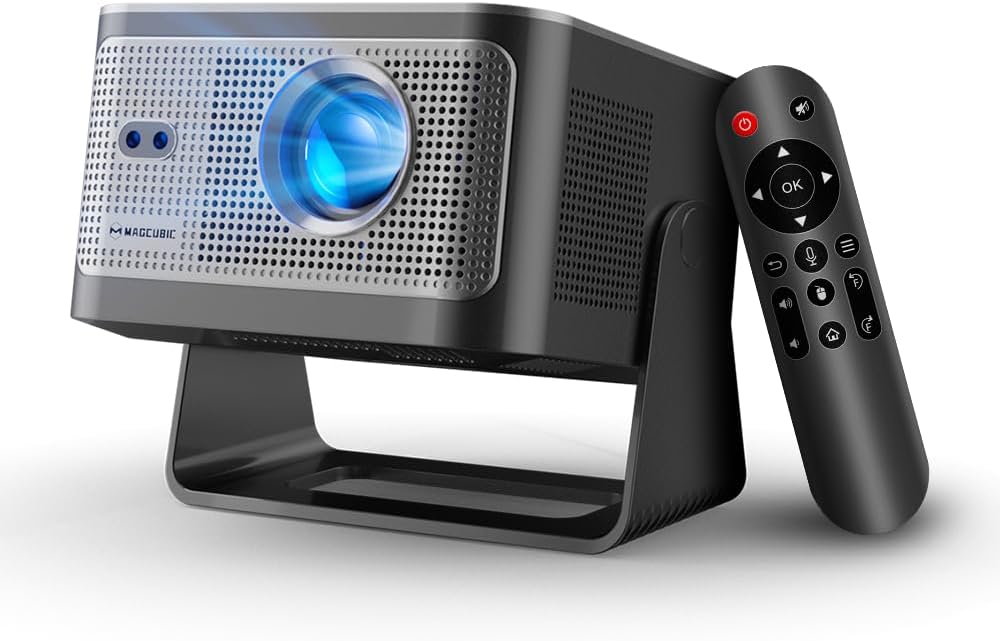Magcubic Mini Proyector Portátil, Native 1080P, 4K 8K Soporte Android 14, WiFi 6 Bluetooth 5.4, 600 ANSI Lúmenes, Enfoque Automático, Rotación 180°, Altavoz 12W, Cine en Casa y Exterior HY350max - 1