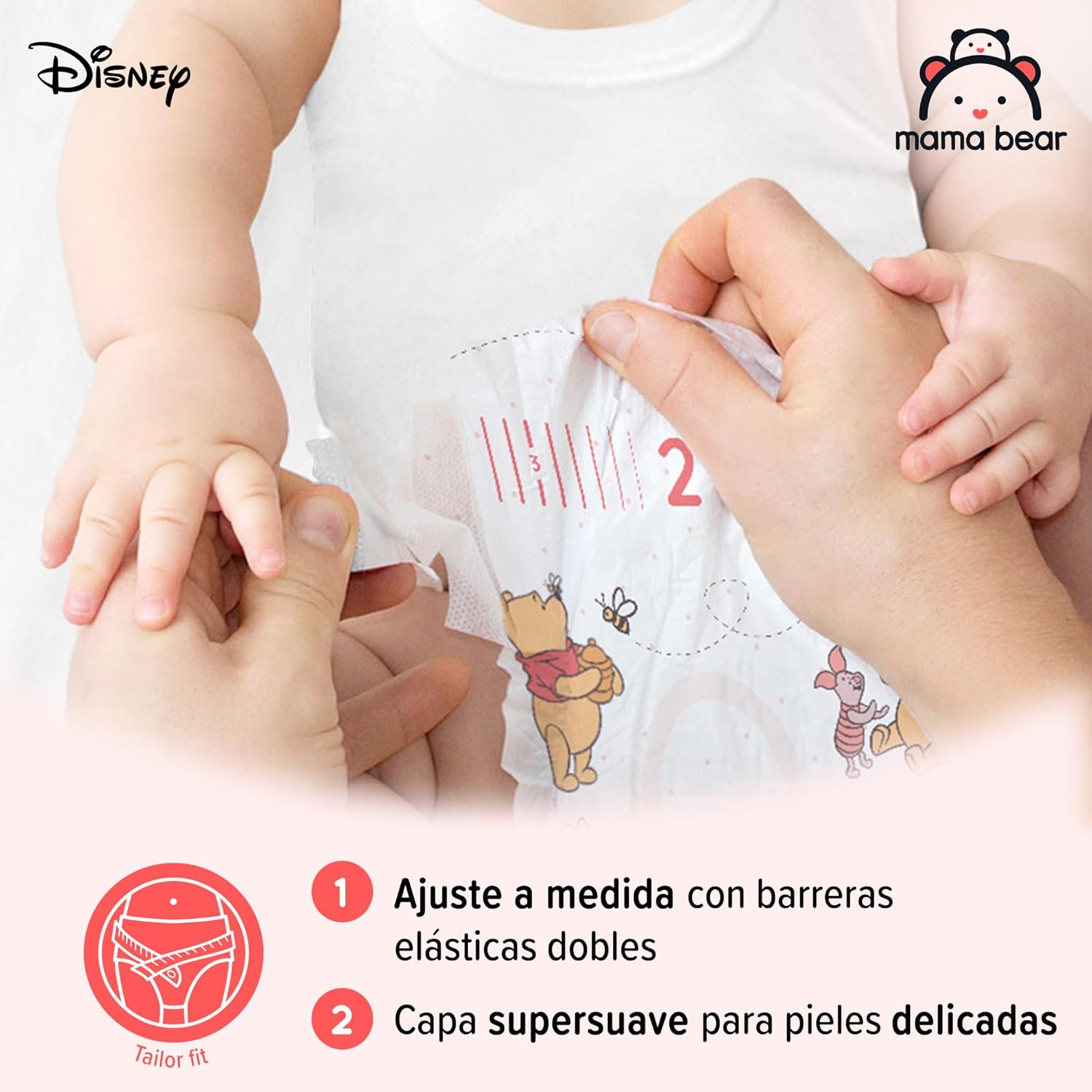 Marca Amazon - Mama Bear Disney pañales ultrasecos, Talla 2 (3-6 kg) , Blanco, 168 Unidad, 2 Paquetes de 84 - PACK MENSUAL - 3