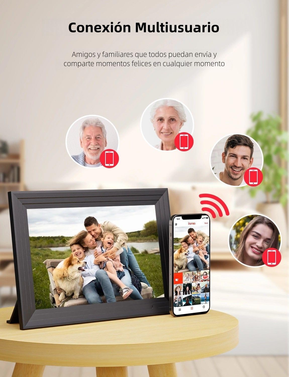Marco de Fotos Digital WiFi Portaretratos - 10.1 Pulgadas 32GB Portafotos para Video 1280x800 IPS Porta Retrato Pantalla Táctil HD Rotación Automática Cuadro Electronic Photo Frame Luakug - 5
