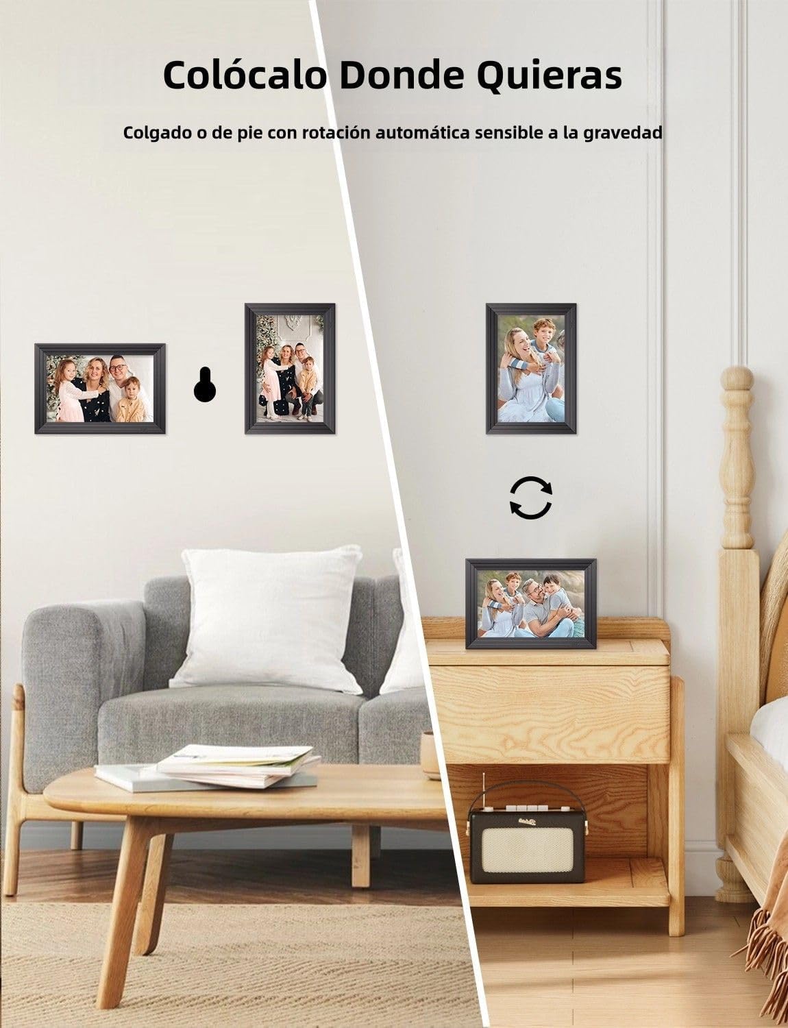 Marco de Fotos Digital WiFi Portaretratos - 10.1 Pulgadas 32GB Portafotos para Video 1280x800 IPS Porta Retrato Pantalla Táctil HD Rotación Automática Cuadro Electronic Photo Frame Luakug - 6