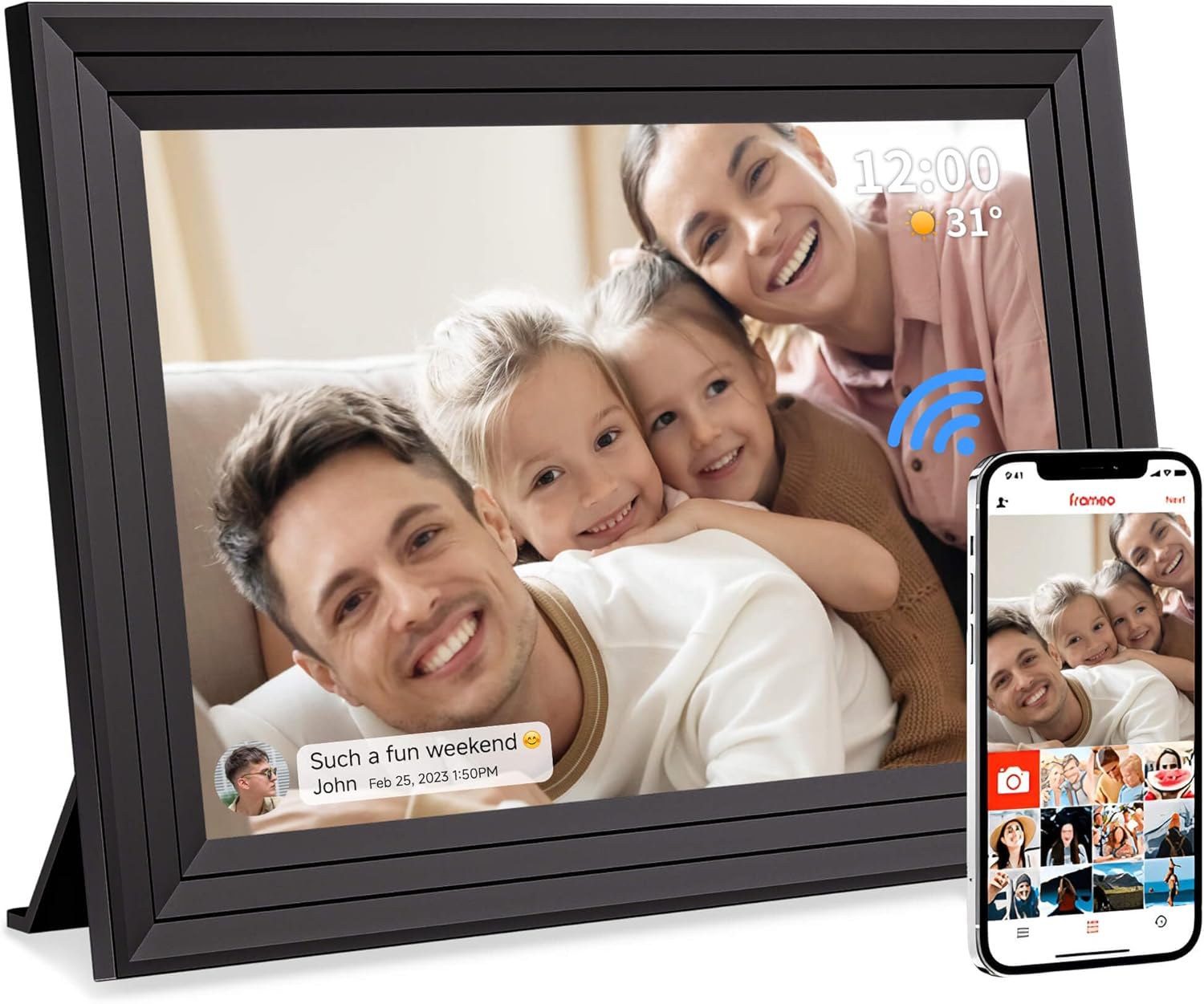 Marco de Fotos Digital WiFi Portaretratos - 10.1 Pulgadas 32GB Portafotos para Video 1280x800 IPS Porta Retrato Pantalla Táctil HD Rotación Automática Cuadro Electronic Photo Frame Luakug - 1