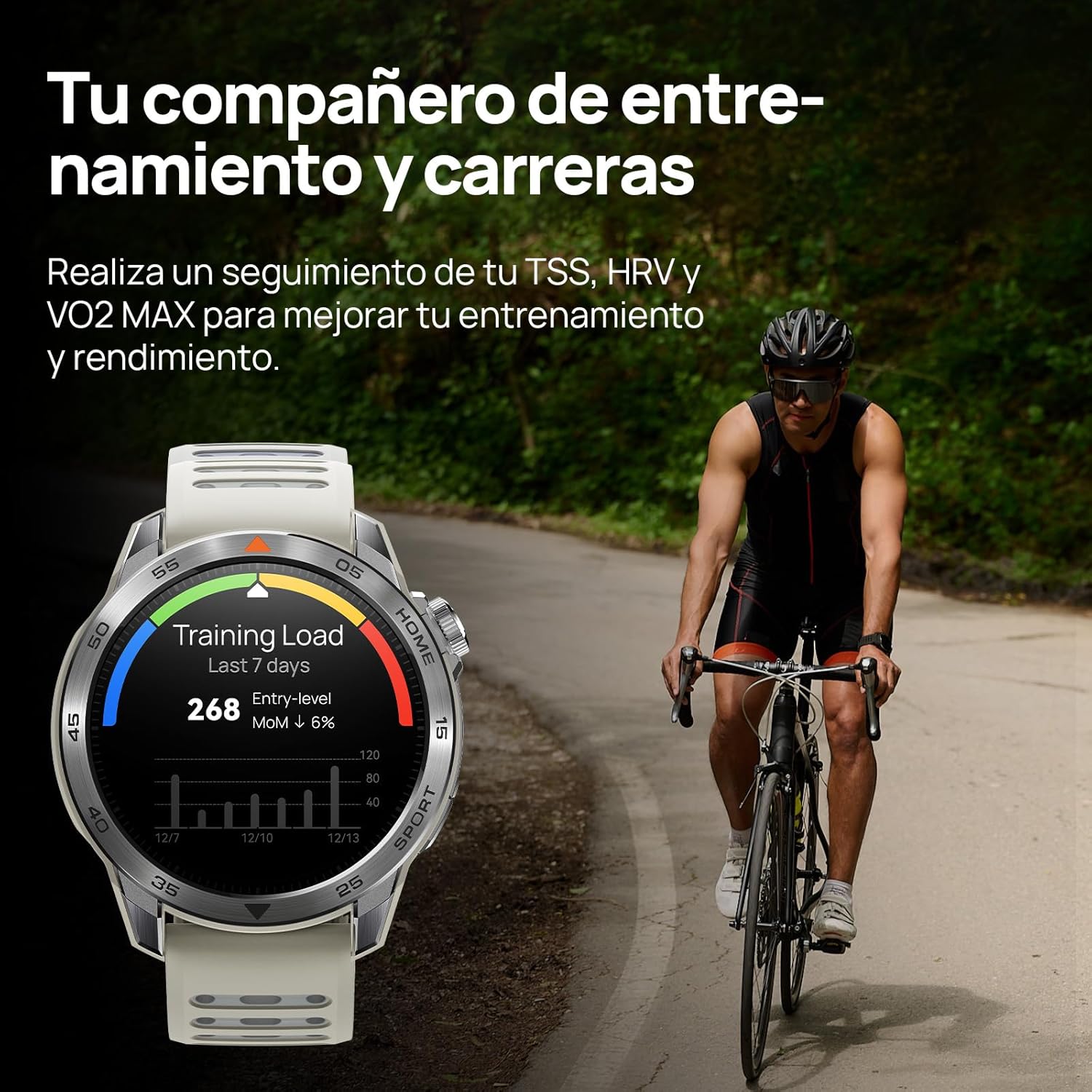 Mibro GS Pro2 Reloj Inteligente para Correr con GPS, 1,43'' Acero Inoxidable Smartwatch Hombre con Llamadas Bluetooth, Impermeable Reloj Inteligente con Padel Altitude para iOS Android, Beige Claro - 3